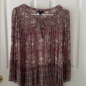 American Eagle Dusty Purple Bell Sleeve Top XS